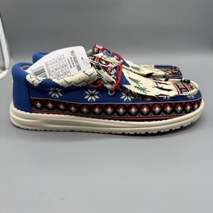 Hey Dude‎ Wally Holiday Cheers Men's 10 White Multi Casual Shoes Xmas Limited
